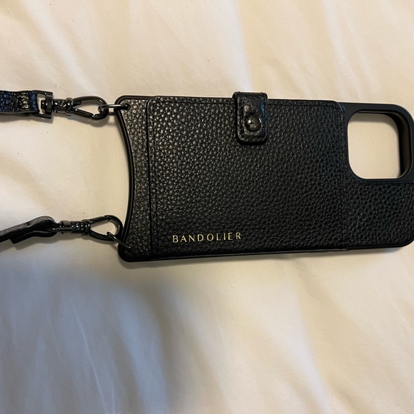 Bandolier Black Leather Phone Case with Strap - Picture 3 of 4